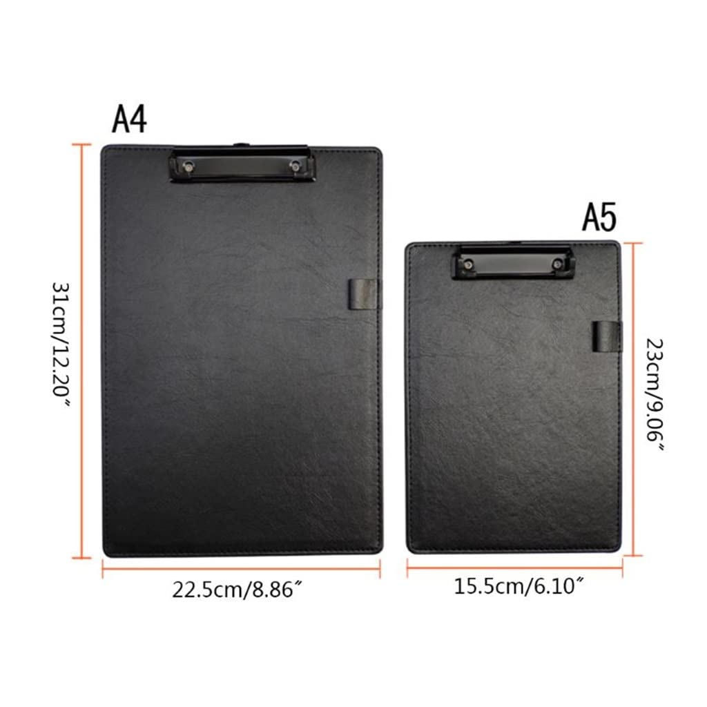 Cartellina portablocco in pelle PU, formato A4, A5, con clip per carta, blocchetto per scrivere, organizer per cancelleria e documenti (formato A5)