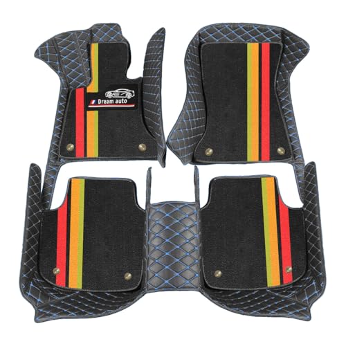 Double Layer Chenille Car Floor Mats Ultra Absorbent Soft Carpet Floor Liners Non-Slip for K'i'a Pikanto 2017–Present JA Morning Grand EKO Black Blue Black