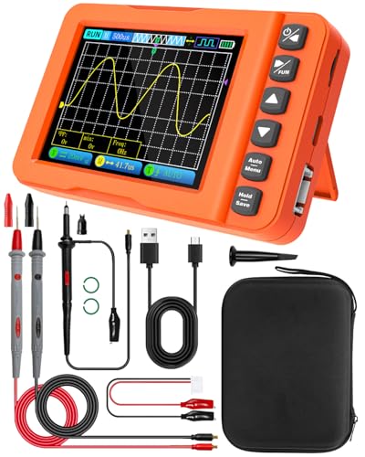 ZYKYCX Handheld Oscilloscope 3 IN 1 15MHz 60MS/s Digital Oscilloscope Multimeter with DDS Signal Generator Support Waveform Storage AC/DC Voltage Capacitor Resistor Diode Test for Automotive