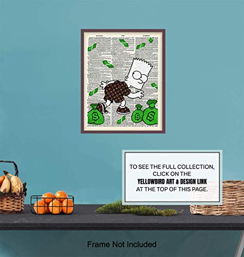 Graffiti Wall Art Of Louis Vuitton - Bart Simpson Poster - Banksy Wall Art Set - Lv Wall Decor - Money Decorations Wall Decor - Urban Wall Decor - Funny Street Art Mural For Alec Monopoly Fans #TOP6