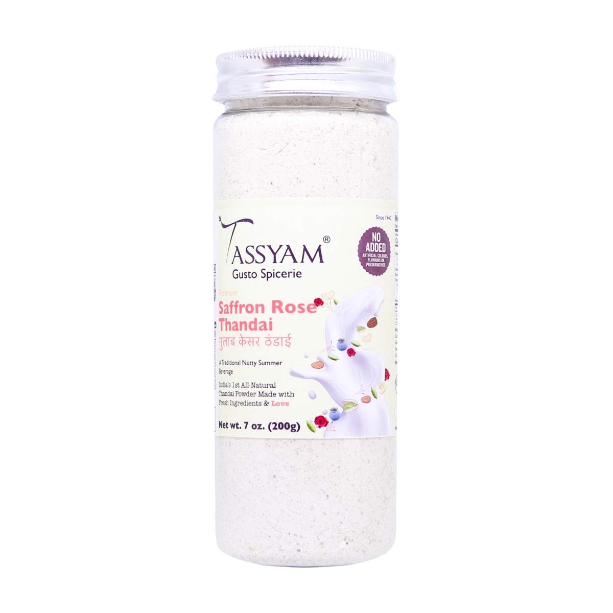 Tassyam Saffron Rose Thandai 200g | All Natural with Badam, Pista, Kaju & Seeds Shardai [India's First - No Colours, Flvouring substances or Preservatives]-image-41