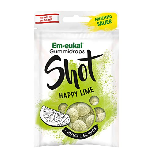 Em-eukal Gummidrops Shot Happy Lime - Außen fruchtig-saurer Geschmack von frischen Äpfeln und Zitronen, innen feinfruchtig-leckere Limette - 1er Pack (1 x 65g) Cover