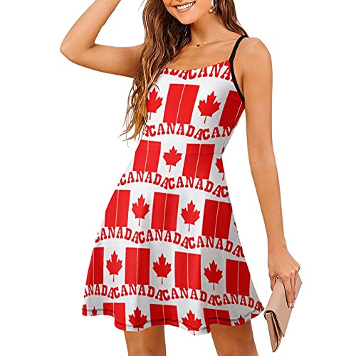BAIKUTOUAN Canada Maple Flag Women's Sleeveless Sundress Skirt Summer Beach Swing Dress