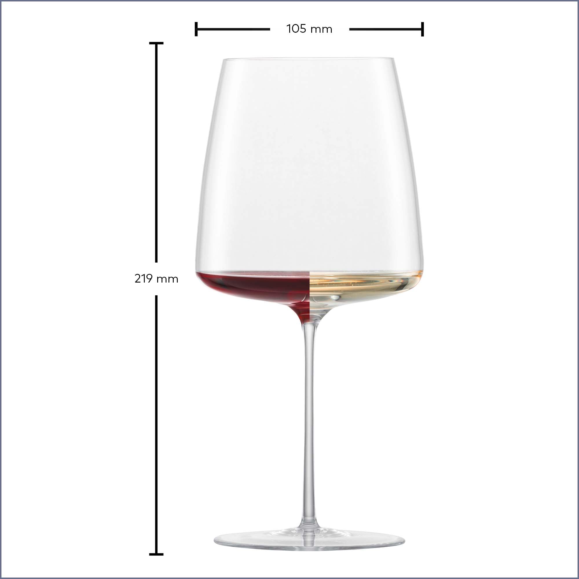 Zwiesel Glas Kieliszki do wina, aksamitne i bujne Simplify (zestaw 2 szt.), ręcznie dmuchane kieliszki do wina, wysokiej jakości kryształowe szklanki Tritan® do wina (nr art. 122056)