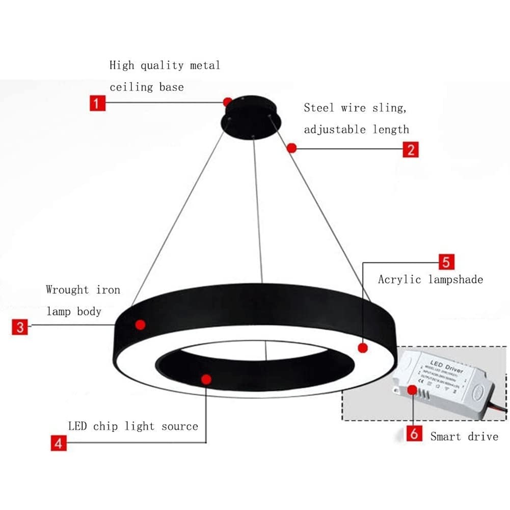 Przemysłowa lampa wisząca nowoczesne światło LED, metalowy klosz SXSHEYS, nordycki wewnętrzny dekoracyjny kształt pierścienia lampa wisząca na wyspę kuchenną, do jadalni, sypialni, przedpokoju, salonu