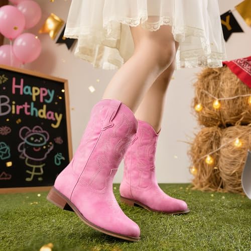 Image of Motasha Girls Cowgirl Boots Unisex-Child Mid Calf Glitter Toddler Cowboy Boot Little Big Kids Western Riding Shoes