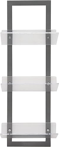 Deco 79 84385 Estante de pared de hierro y acrílico de 3 niveles, 32" x 12", gristransparente