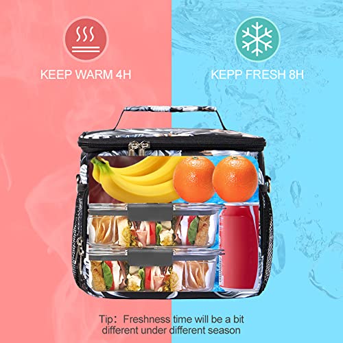 Tiblue Insulated Lunch Bag For Women/Men - Reusable Lunch Box For Office Work School Picnic Beach - Leakproof Freezable Bag With Adjustable Shoulder Strap For Kids/Adult(Medium, Flirtatious Hibiscus) #TOP3
