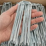 50 Pcs 6 inch Garden Landscape Staples Galvanized Pins 11Gauge Lawn Stakes for Weed Barrier Ground Cover,U-Type Heavy Duty