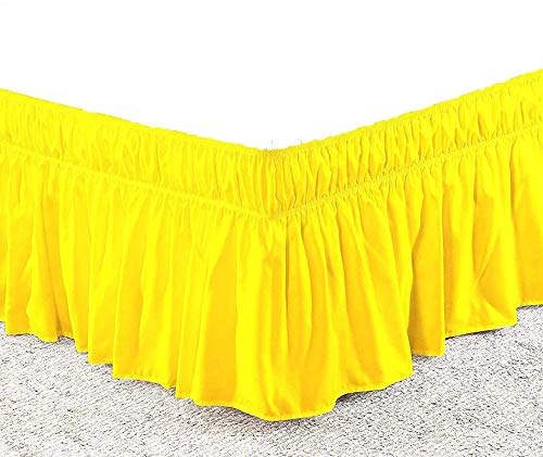 Lemon Yellow Bed Skirt Wrap Around 600 Microfiber with Easy Fit with 17''' Inch Tailored Drop - Shrinkage and Fade Resistant with Microfiber 17'' Bed Skirt Twin Size [39'' x 75'']-image-21
