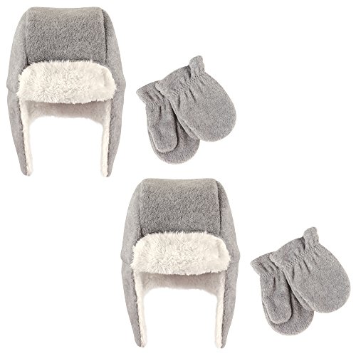 Hudson Baby Cozy Warm Toddler Hat and Mitten Set, Heather Gray, 2T