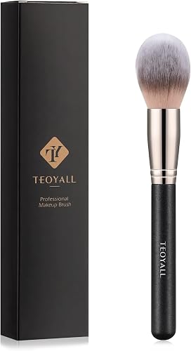 TEOYALL Oval Blush Brush, Ultra Plush Fluffy Synthetic Bristles Powder Brush for Contour Bronzer Cheek with Loose Powder
