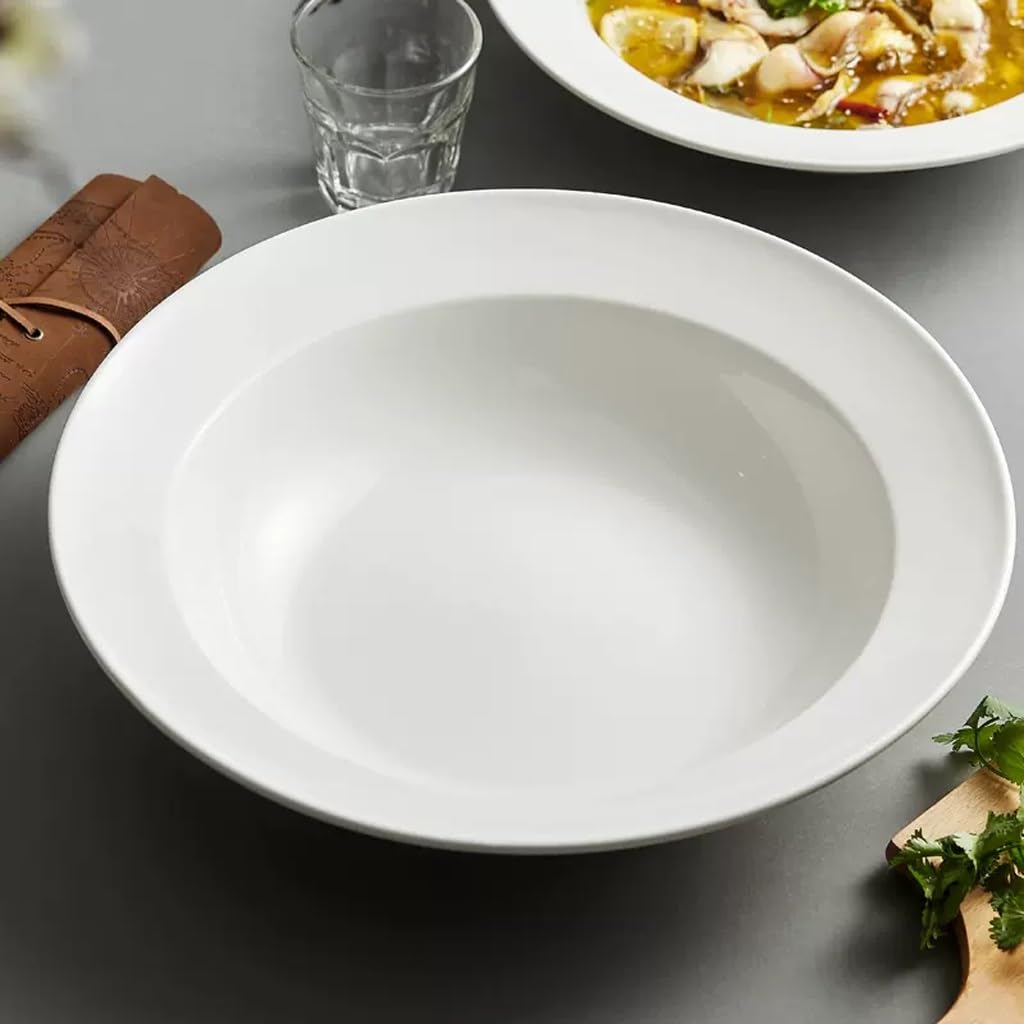 Ensaladera grande de cerámica, cuenco hondo para vajilla del hogar y hotel, perfecto para verduras, frutas, aperitivos y ramen. Ideal para servir y entretener.