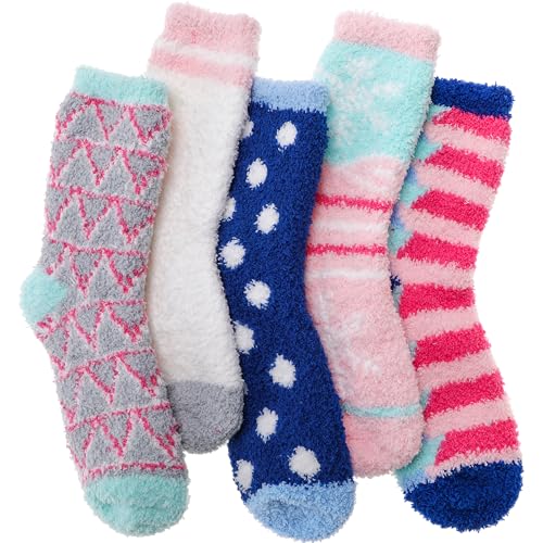 Image of Fuzzy Slipper Socks Thick Fluffy Warm Winter Cozy Plush Soft Sleep Home Socks for Women Men