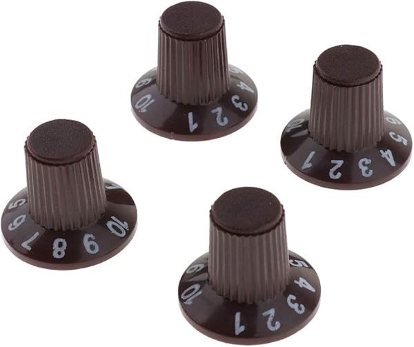 FENDER風スカートノブ ブラウン 4個 / 4個 ギターアンプノブ エフェクトペダルノブ ギター交換部品 全2色 - ブラウン