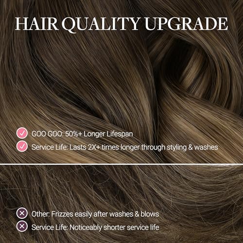 Image of GOO GOO Clip in Hair Extensions Real Human Hair Balayage Remy Extensions