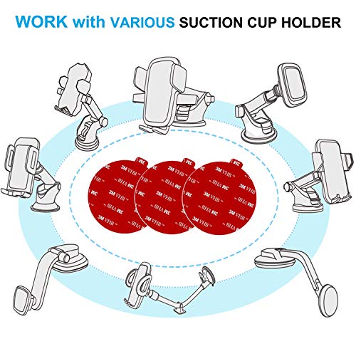 Dashboard Pad Mounting Disk Sticky Adhesive Replacement Kit, PKYAA 3pcs 2.76\"(70mm) Circle Heat Resistant Double-Sided Stickers for Suction Cup Car Phone Holder Disc & Windshield Dash Cam