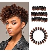 BECUS 3Packs 10inch Short Curly Crochet Braids Hair Extension for Black Women Curl Diameter (16mm...