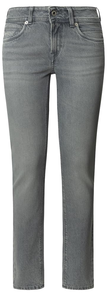 Pepe Jeans Women's Slim Jeans LW Iconic Brooke Jeans, Grey(Denim-8SA), 28W/30L
