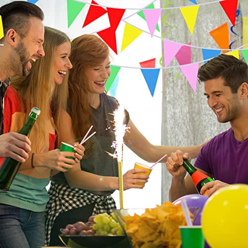 20 Sets 1640 Ft 1000 Pcs Colorful Flag Pennants Multicolor Rainbow Pennant Banner Outdoor Garland Grand Opening Banner Nylon Cloth Triangle Flag Banner For Birthday Carnival Theme Party Decorations #TOP4