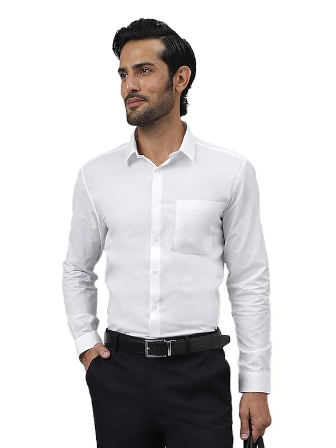 KINGDOM OF WHITE Daystart Full Sleeve Formal Shirt for Men with Cutaway Collar | 100% Cotton | White Formal Shirts for Men | Office Wear | Oxford Weave | Regular Fit