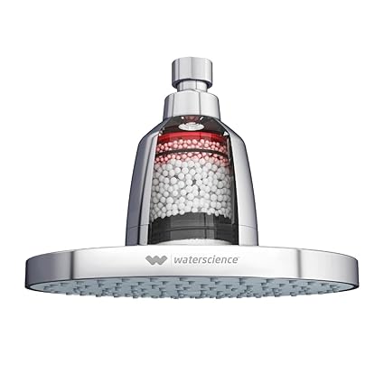 WaterScience CLEO Rain Shower Filter for Hard Water without Shower Arm | 8 Inch Shower Head Chrome | Water Softener for Bathroom