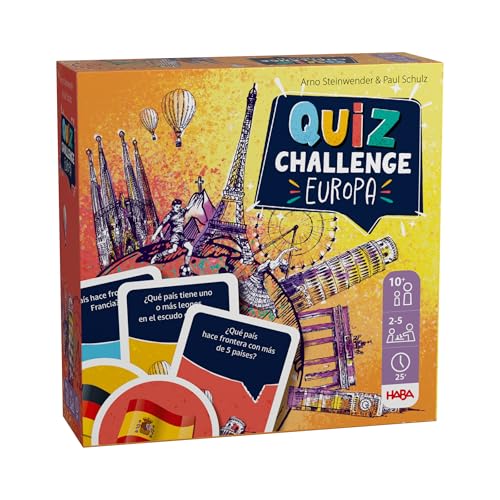 HABA 2012198003 - Quiz Challenge Europa, Juego de Mesa Familiar de preguntasy respuestas. Más 10 años