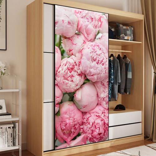 Vinilos Para Puertas 88X200Cm Flores Rosadas Vinilo Puerta 3D Pegatinas Para La Renovación De La Puerta Arte Mural Etiqueta Carteles Pegatinas De Pared Diy Decoraciones
