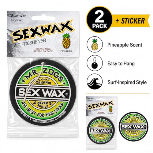 Image of SEX WAX Car Air Freshener | Hanging Long Lasting Scent Car Air Freshener for Auto and Home | Pineapple, 2 Air Freshener