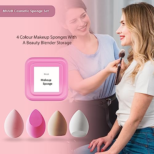 MUUK Makeup Sponge Blender 4 Pack Foundation Sponge Latex Free Beauty Blender Applicator With Sponge Holder Case Ideal For Foundation, Powder and Cream MUUK Makeup Sponge Blender 4 Pack Foundation Sponge Latex Free Beauty Blender Applicator With Sponge Holder Case Ideal For Foundation, Powder and Cream