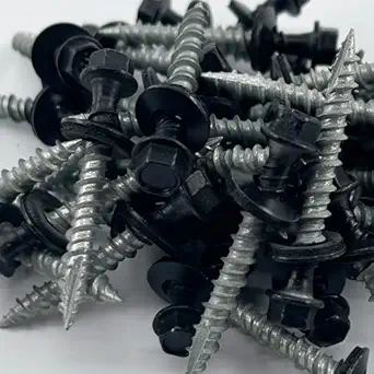 Metal Roofing Screws - #10 x 1.5 Self Tapping Hex Head - EPDM Rubber Washer-for Metal to Wood, Corrugated, Siding, Sheds, Pancake Screw - Hex Drive Easy Installation - Black - Screws (500)