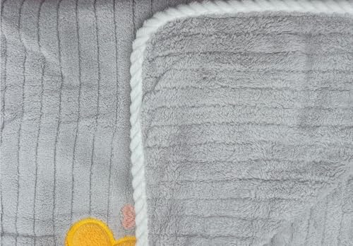 Image of DIVYAM Kids Bath Towels - 425 GSM Soft Microfiber Towels for Newborns, Toddlers & Kids - Bear Print - Grey Color - 120 x 60 CM - Lightweight - Travel Friendly, Set of 2