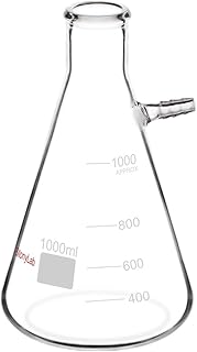 StonyLab 1000ml Borosilicate Glass Filtering Flask, Bolt Neck with Tubulation, 1L (1 Liter)