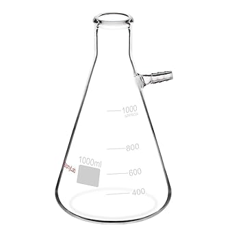 StonyLab 1000ml Borosilicate Glass Filtering Flask, Bolt Neck with Tubulation, 1L (1 Liter)