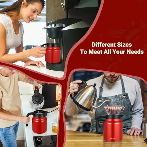 Image of Insulated Coffee Carafe, 34 oz, Keeps Hot for 12H, Red