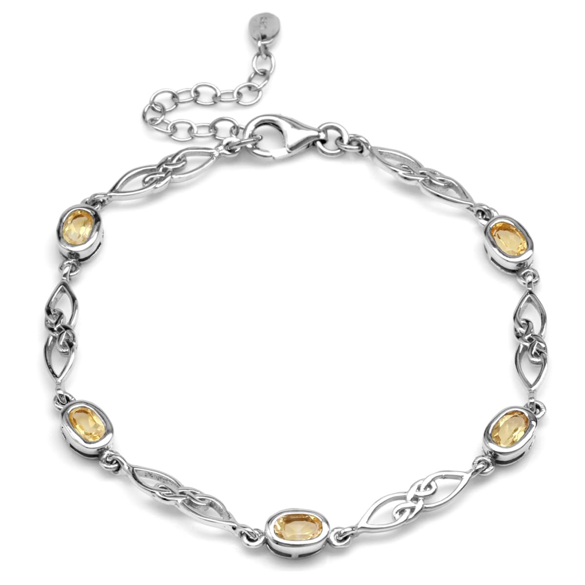 Silvershake Birthstone Gemstones White Gold Plated or Yellow Gold Plated 925 Sterling Silver Scroll/Filigree Celtic Knot Weave 7.25 to 8.75 Inch with