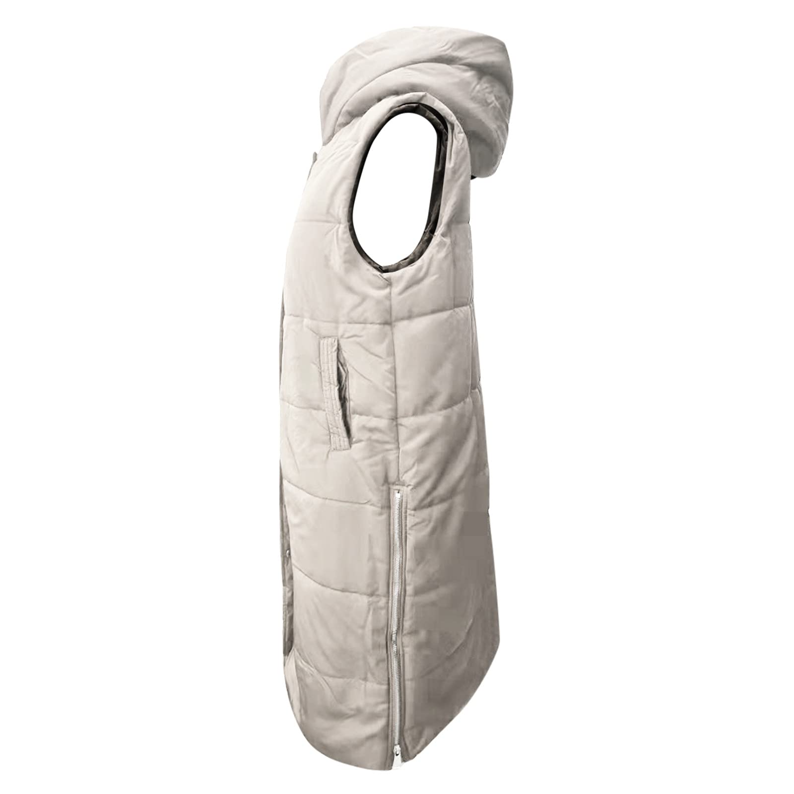 Chaleco de invierno para mujer, con capucha, sin mangas, con bolsillos, cálido, acolchado, chaqueta de entretiempo acolchada, para exteriores, tallas S - XXL