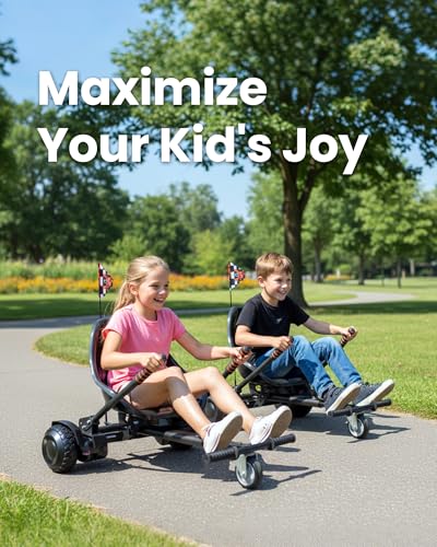Image of Awwscooter K1 Go-Kart Seat Attachment for Self-Balancing Scooters, Adjustable Frame Fits 6.5 inch /8 inch /10 inch Boards, Easy Install, Kids & Family Fun (Scooter Not Included)-Carbon Black