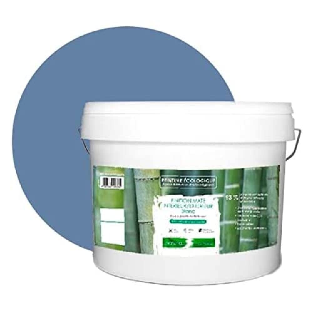 Pintura natural ecológica interior exterior de aspecto mate Natura – 10 l/130 m² [Clase energética A+], azul Pigeon