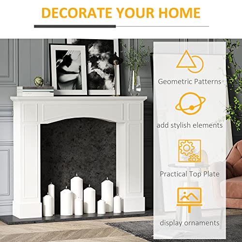 Image of HOMCOM Modern Fireplace Mantel, Surround Mantels for Fireplace with Decorative Pattern Interior Width 29 inch White