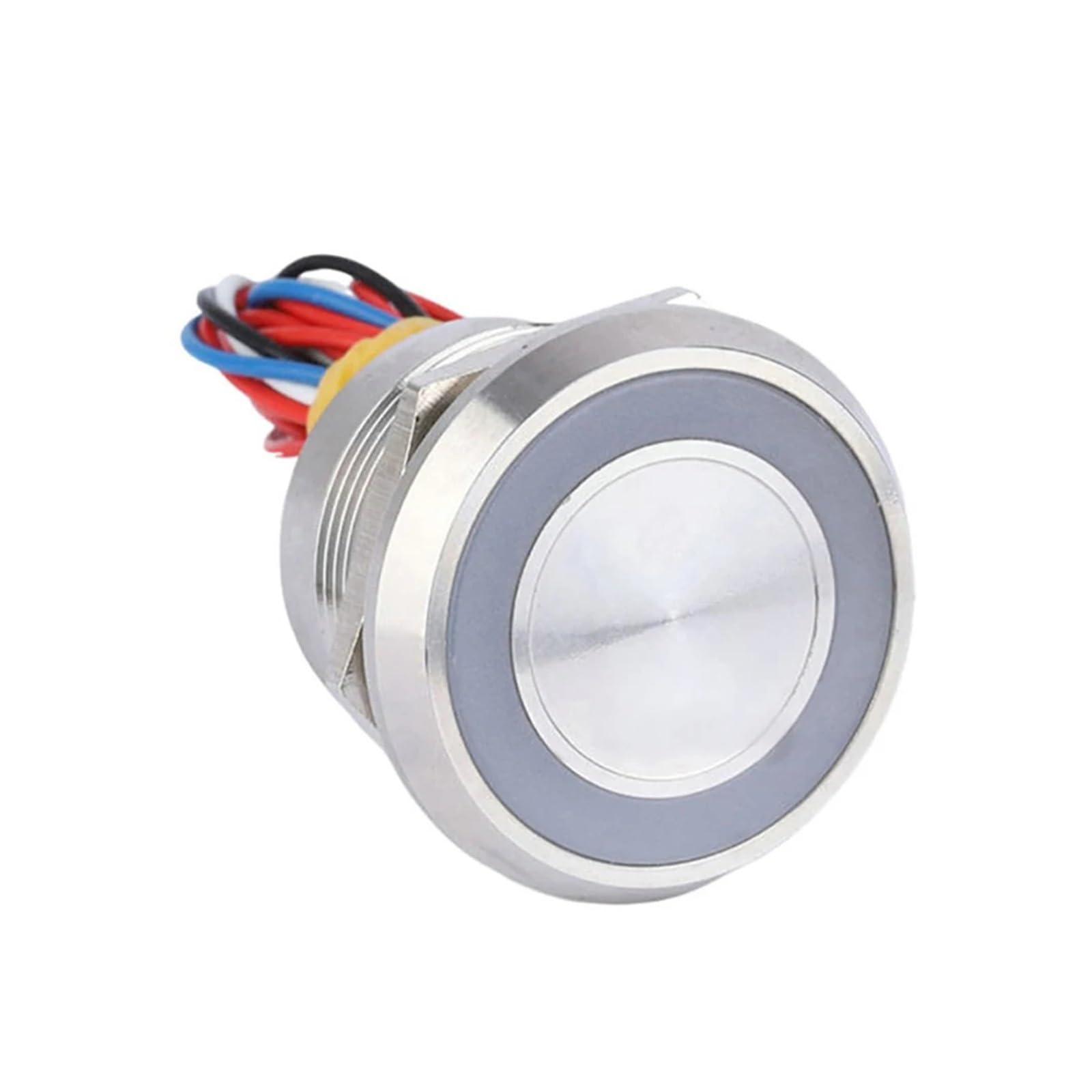 Interruttori a pulsante in metallo Interruttore piezoelettrico illuminato L+E+D impermeabile in acciaio inossidabile da 25 mm Interruttore a pulsante IP68 Luce 12V 24V(White L+ED,LATCHING(ON OFF)_24V)