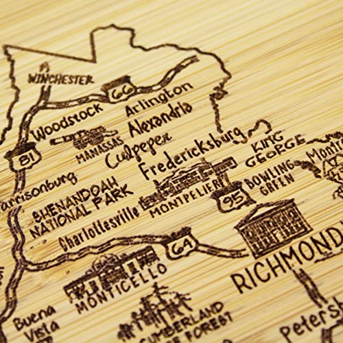 Image of Totally Bamboo A Slice of Life Virginia Engraved Map Cutting Board