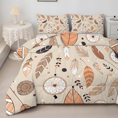 SYHIEGO Edredón de plumas, tamaño King, bohemio, sin funda, edredón de microfibra para todas las estaciones, edredón reversible con 2 fundas de almohada, edredón lavable tamaño King 230 x 220 cm, B154