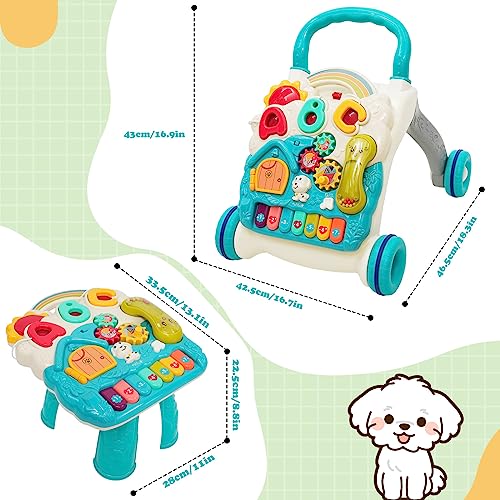 Baby Walker with Wheels 3in1 Kids Sit-to-Stand Baby Push Walker with Wheels Activity Table with Weight Design Entertainment Sounds Music Multifunctional Educational Learning Push Toy for Boys Girls - Image 3