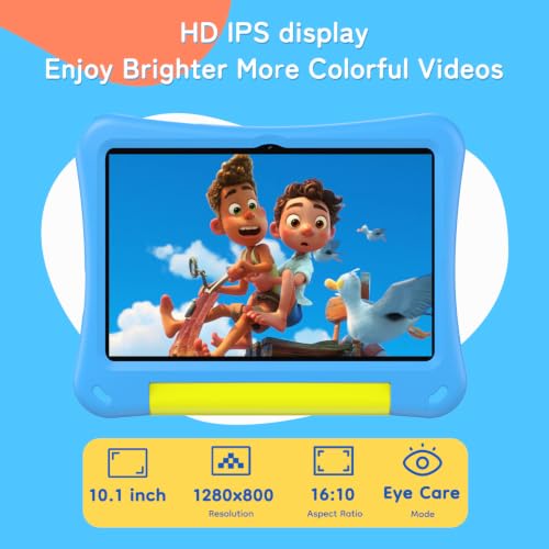 Image of SVITOO Kids Tablet 10 Inch, Android 16 Parental Controls Blue Dinosaur Case