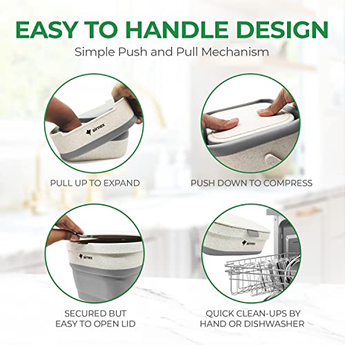Airnex Collapsible Countertop Compost Bin With Lid - 1 Gallon Food Waste Bin For Kitchen Made Of Wheat Straw - Odor Free Indoor Compost Bin For Kitchen With Compostable Trash Bags And Carbon Filters #TOP6