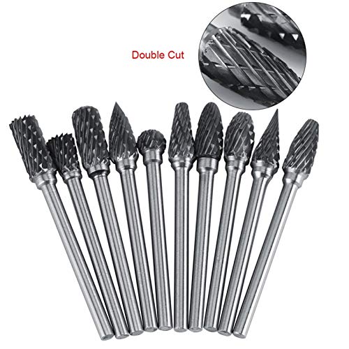 10 stuks wolfraamcarbide draaibeitel, staalvijlen, freesset, 3 mm schacht, multifunctionele schacht, diameter van de snijkop 6 mm (dubbel patroon) - Image 3