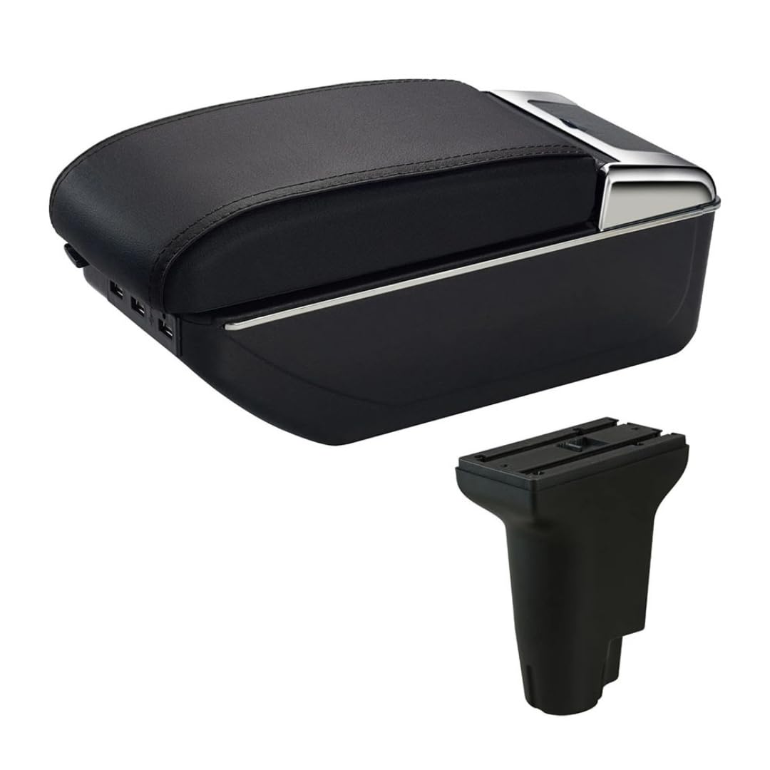 Toiumops Armrest for Fiat 500, Car Armrest Box Center Console Store Box(C2 Black Line USB)