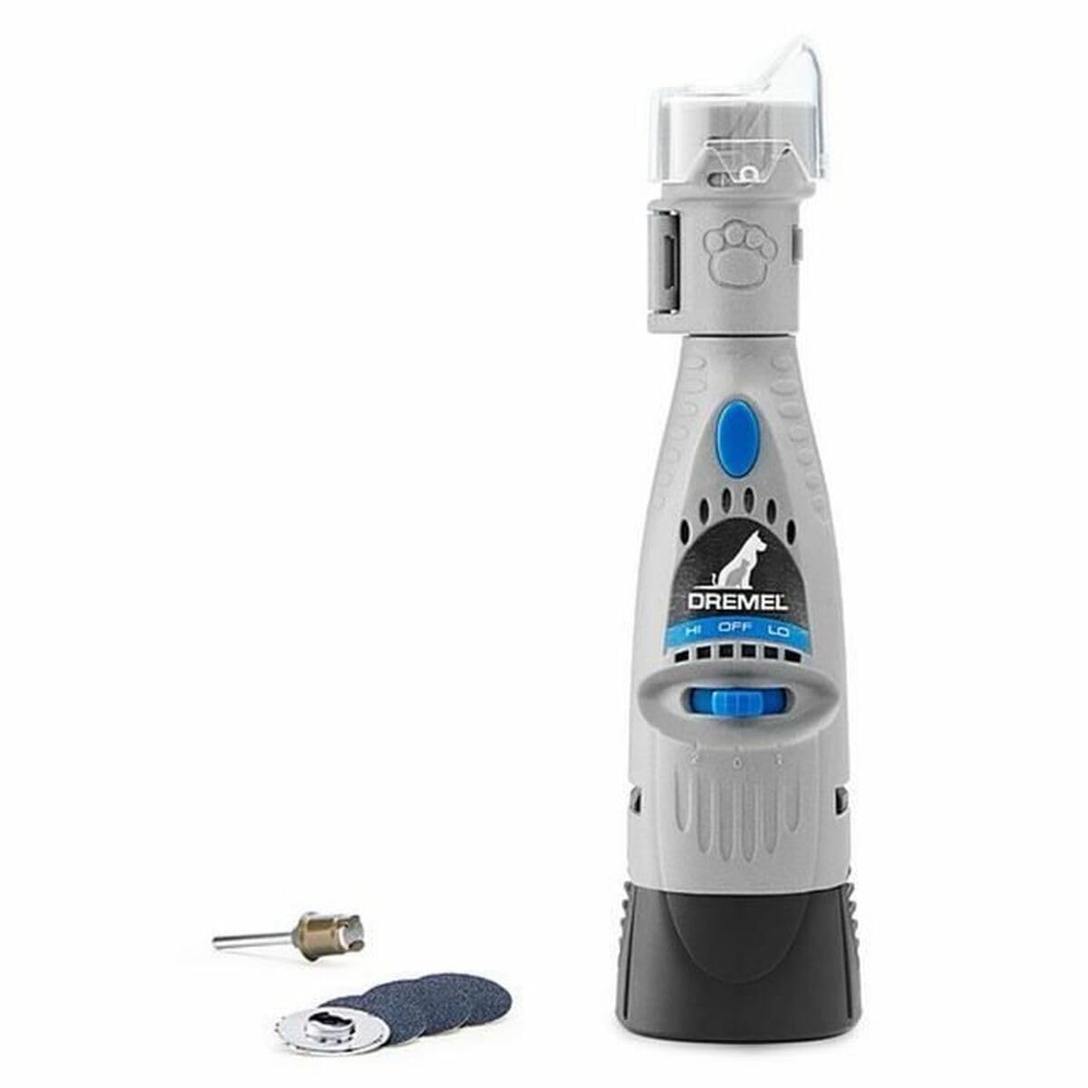 Dremel 7020 PGK Lima de Uña Eléctrica para Mascotas, Amoladora para Perros a Batería de 6V, Velocidad Variable, incluye Mandril y 4 Discos de Lija, Cabezal Protector y Profundidad de Corte Ajustable