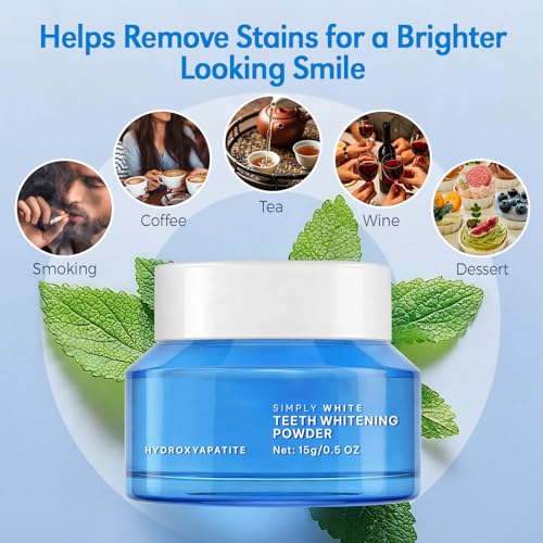 Image of Enamel-Safe Teeth Whitening Powder - Hydroxyapatite - Gentle on Teeth - No Sensitivity Formula - Removes Stains - Long-Lasting Freshness - Breath Freshening Whitening Powder- 30 g (1 ounce)